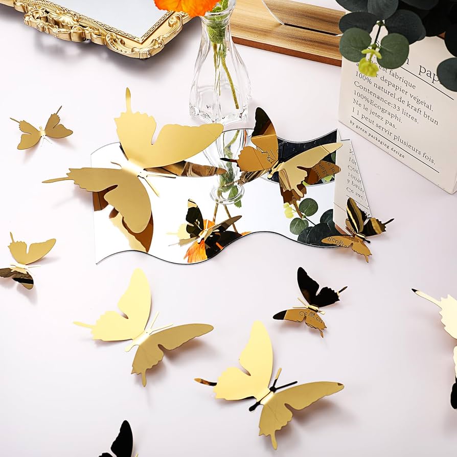 BUTTERFLY - acada92264⑧ Amazon.com: Ferraycle 48 Pieces Metal Butterfly Wall Decor